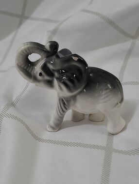 Vintage Gray Ceramic Elephant Figurine Made In Japan